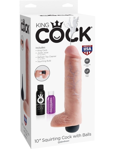Фаллоимитатор King Cock 10 Squirting Cock с эффектом эякуляции - 25,4 см. - фото, цены