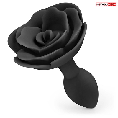 Черная гладкая анальная втулка-роза - фото, цены
