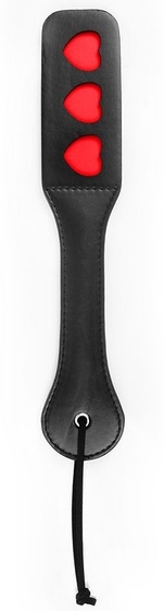 Черная шлепалка Notabu с красными сердечками - 32 см. - фото, цены