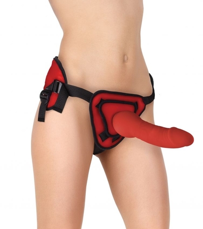 Красный страпон Deluxe Silicone Strap On 10 Inch - 25,5 см. - фото, цены