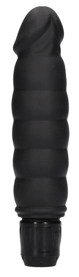 Черный вибромассажер Ribbed Multispeed Vibrator - 17 см. - фото, цены