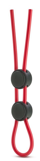 Красное силиконовое лассо на пенис с двумя утяжками Silicone Double Loop Cock Ring - фото, цены
