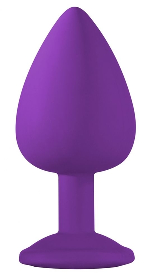 Большая фиолетовая анальная пробка Emotions Cutie Large с голубым кристаллом - 10 см. - фото, цены