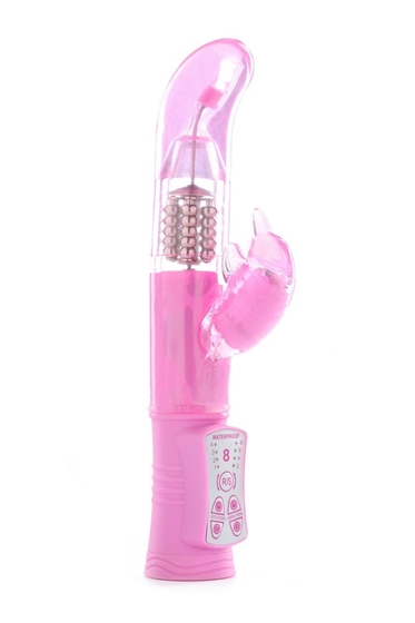 Розовый вибромассажёр для стимуляции G-точки и клитора The Donatella Jelly G - фото, цены