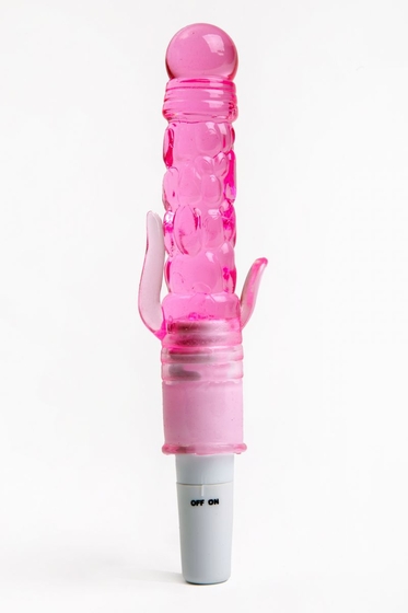 Розовый вибромассажёр с дополнительными отростками - 21 см. - фото, цены