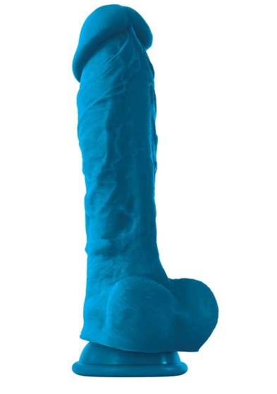 Голубой фаллоимитатор на присоске ColourSoft 8 Soft Dildo - 23,5 см. - фото, цены