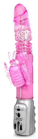 Розовый вибромассажер Butterfly Stroker - 29,8 см. - фото, цены