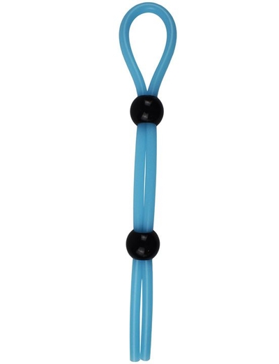 Голубое эрекционное лассо с двумя утяжками - 20 см. - фото, цены