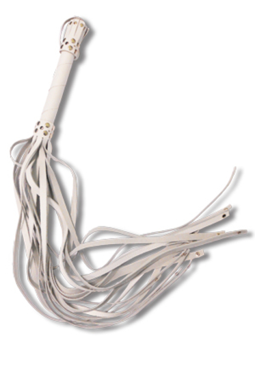 Белая кожаная плеть с хвостами-лентами - 78 см. - фото, цены