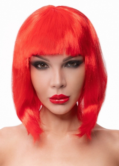 Красный парик-каре с челкой - фото, цены