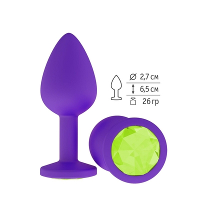 Фиолетовая силиконовая пробка с лаймовым кристаллом - 7,3 см. - фото, цены