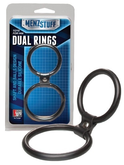 Чёрное двойное эрекционное кольцо Dual Rings Black - фото, цены