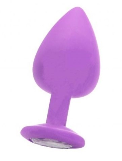 Фиолетовая анальная пробка Ouch! Extra Large Diamond Butt Plug с кристаллом - 9,3 см. - фото, цены