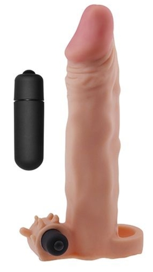 Реалистичная насадка на пенис с вибрацией и подхватом - 19 см. - фото, цены