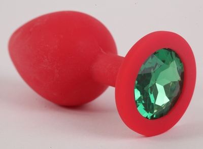 Красная силиконовая пробка с зеленым кристаллом - 9,5 см. - фото, цены