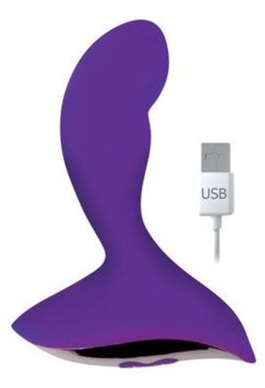 Фиолетовый изогнутый вибромассажер с 10 режимами вибрации - 9 см. - фото, цены