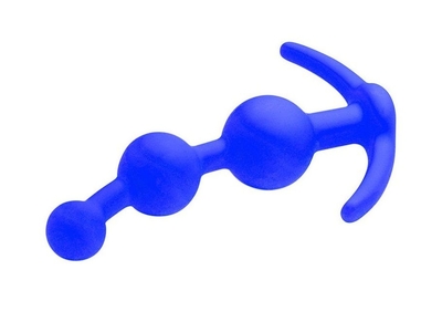 Синяя анальная цепочка из 3 звеньев - 13 см. - фото, цены