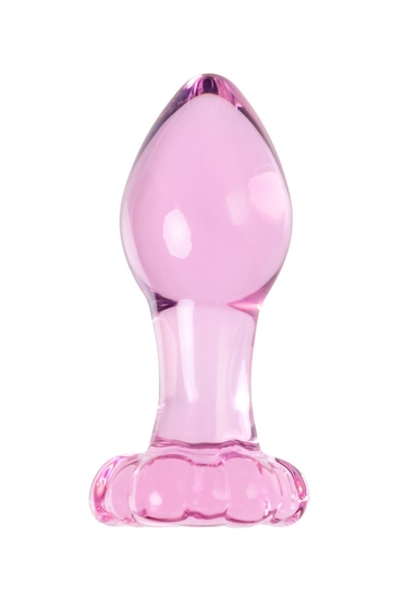 Розовая анальная втулка из стекла - 8,3 см. - фото, цены