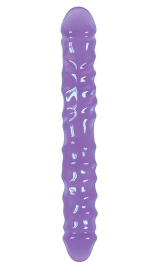 Фиолетовый двусторонний фаллоимитатор Double Dong Ripple - 30 см. - фото, цены