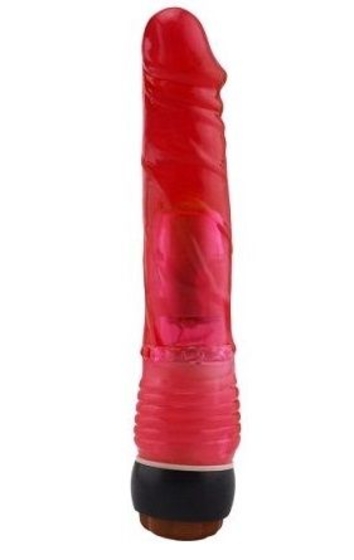 Красный вибратор-реалистик из упругого геля - 21,5 см. - фото, цены