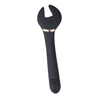Черный двусторонний вибратор Key Control Massager Wand в форме гаечного ключа - фото, цены