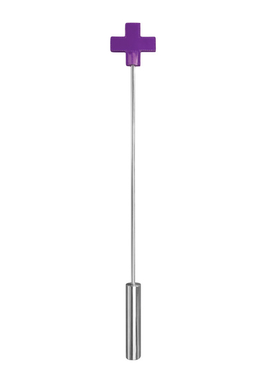 Фиолетовая шлёпалка Leather Cross Tiped Crop с наконечником-крестом - 56 см. - фото, цены