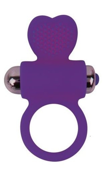 Фиолетовое эрекционное виброкольцо с сердечком - фото, цены