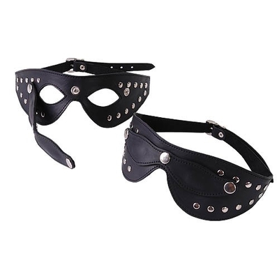 Чёрная кожаная маска с велюровой подкладкой - фото, цены