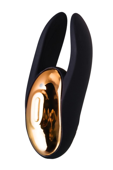 Чёрно-золотой клиторальный вибромассажер Waname Wave - фото, цены