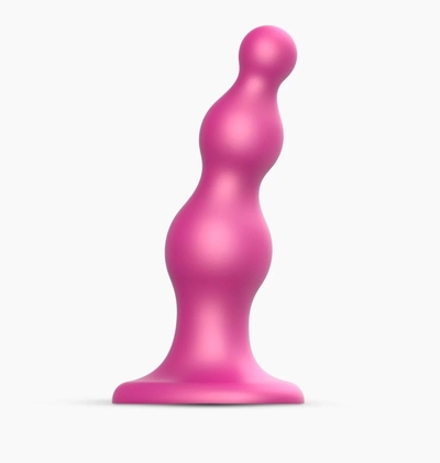 Розовый стимулятор-ёлочка Dildo Plug Beads Framboise Size M - 15 см. - фото, цены