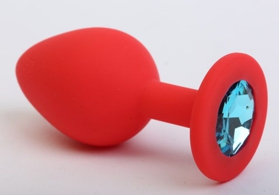 Красная силиконовая пробка с голубым стразом - 7,1 см. - фото, цены