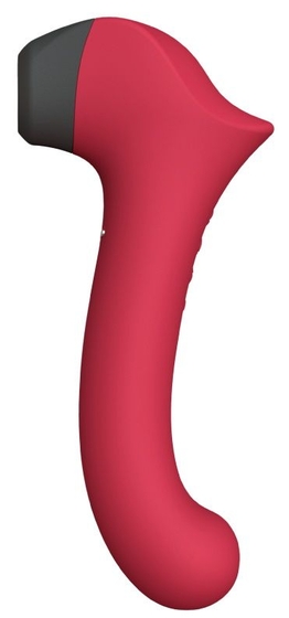 Бордовый вакуумный вибростимулятор с нагреваемой ручкой Halo 2 - 22,5 см. - фото, цены