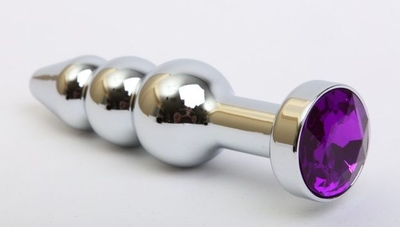 Серебристая анальная ёлочка с фиолетовым кристаллом - 11,2 см. - фото, цены