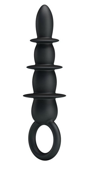 Черная анальная ёлочка с богатым рельефом - 13,2 см. - фото, цены