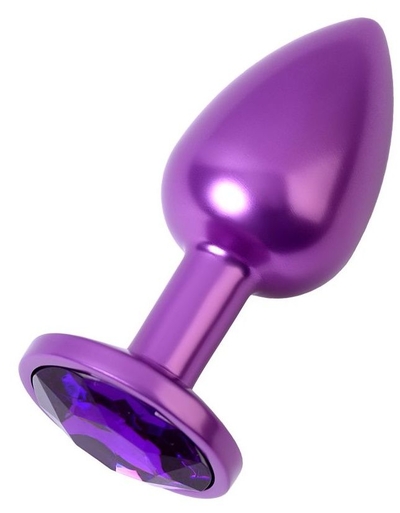Фиолетовый анальный плаг с кристаллом фиолетового цвета - 7,2 см. - фото, цены