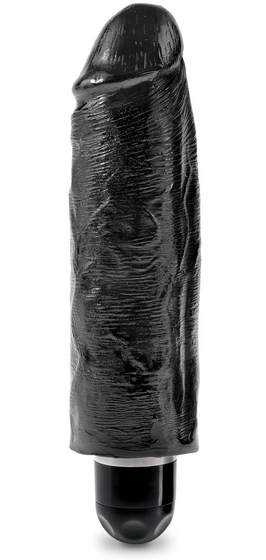 Чёрный вибратор-реалистик 6 Vibrating Stiffy - 17,8 см. - фото, цены