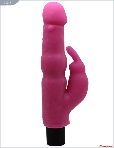 Розовый вибратор с дополнительной стимуляцией - 21,5 см. - фото, цены