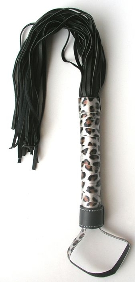 Черная плетка Notabu с леопардовой рукоятью - 50 см. - фото, цены
