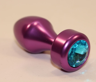 Фиолетовая анальная пробка с голубым кристаллом - 7,8 см. - фото, цены
