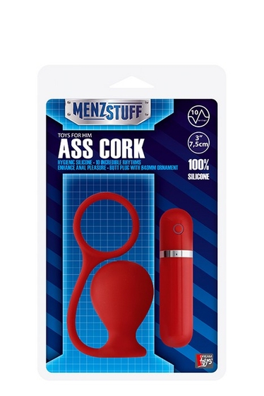 Красная вибровтулка Menzstuff Ass Cork Wide - 7,5 см. - фото, цены