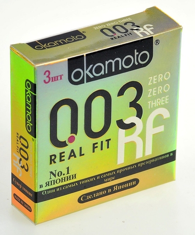 Сверхтонкие плотно облегающие презервативы Okamoto 003 Real Fit - 3 шт. - фото, цены