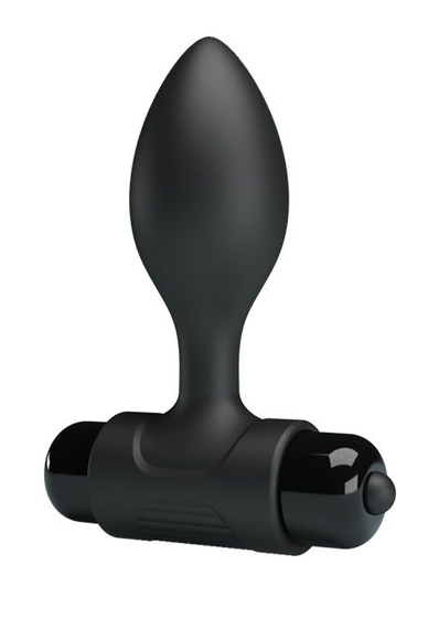 Черная анальная пробка с мощной вибрацией Vibra - 8,6 см. - фото, цены