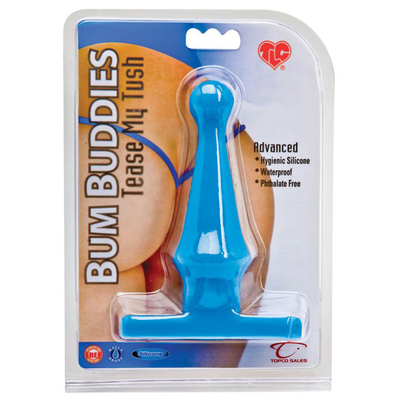 Голубая анальная пробка Bum Buddies Tease My Tush Advanced Silicone Anal Plug - 15 см. - фото, цены