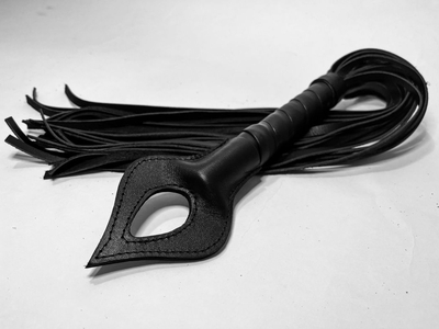 Черная кожаная плеть Пиковая Дама - 60 см. - фото, цены