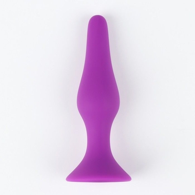 Фиолетовая коническая силиконовая анальная пробка Soft - 13 см. - фото, цены