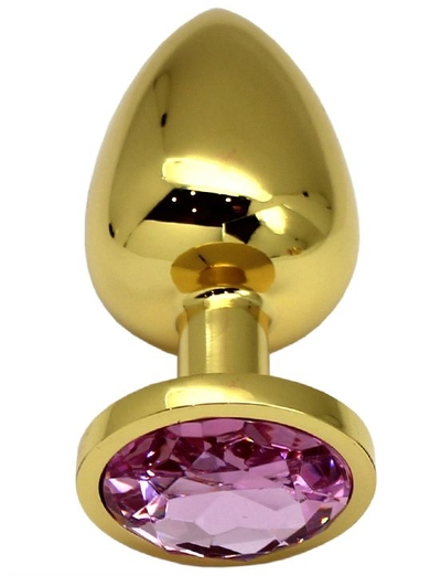 Золотистая пробка с розовым кристаллом - 9 см. - фото, цены