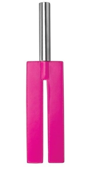 Розовая П-образная шлёпалка Leather Slit Paddle - 35 см. - фото, цены
