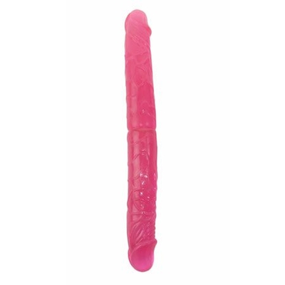 Розовый двухголовый гнущийся фаллоимитатор - 37,4 см. - фото, цены
