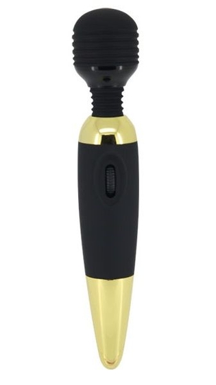 Чёрно-золотой вибромассажер для тела и эрогенных зон Power Wand - фото, цены