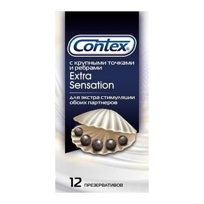 Презервативы с крупными точками и рёбрами Contex Extra Sensation - 12 шт. - фото, цены
